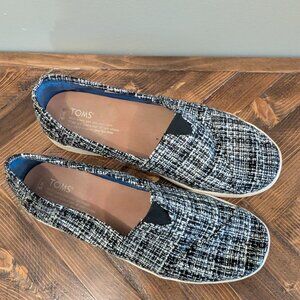 Toms Womens Black and White Tweed Size 9